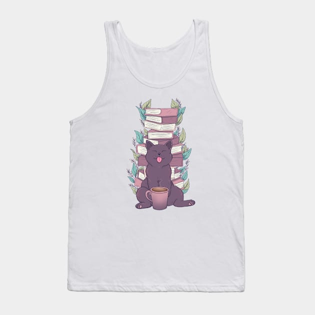 Books And Cat Tank Top by Jess Adams